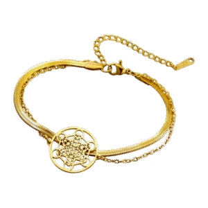 Elegant 22ct Yellow Gold Three-Row Bracelet with Diamond-Cut Bead Design