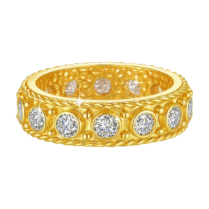 22ct Yellow Gold Ladies Ring with Two Rows of Cubic Zirconia Stones | Ring Size N 1/2 | Elegant Gold Jewellery